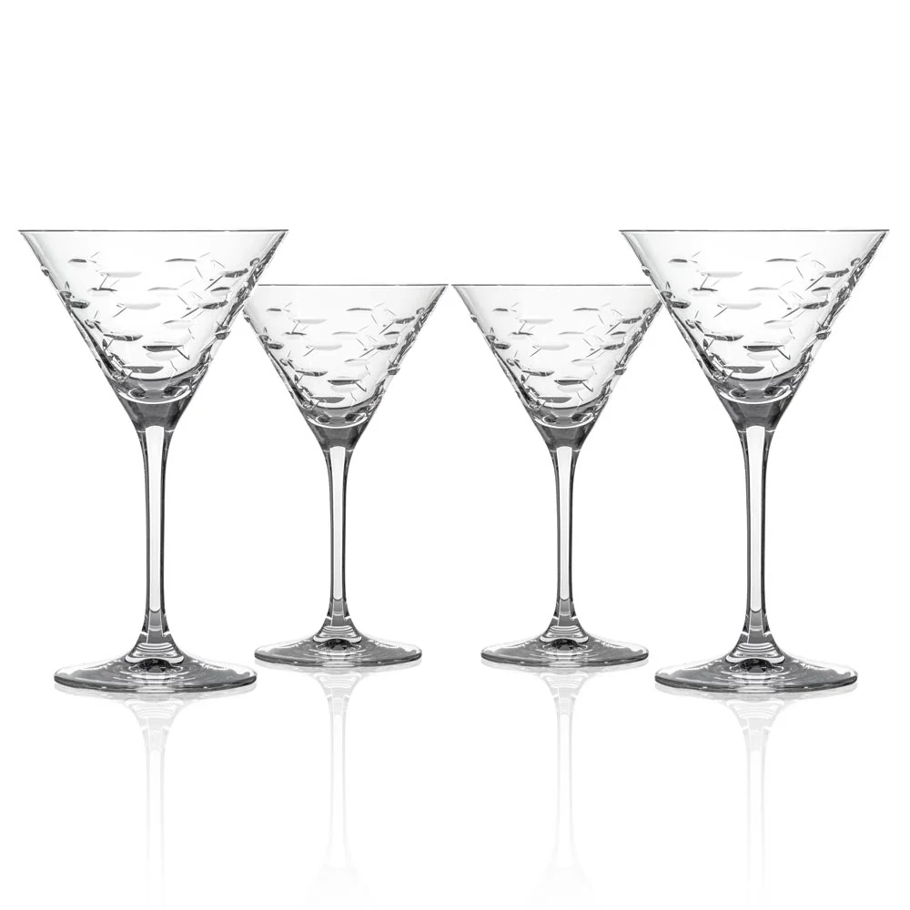 Martini Glass - School of Fish - Set of 4